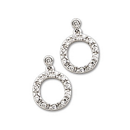 Small Sterling Silver & CZ Circle of Life Earrings - Click Image to Close